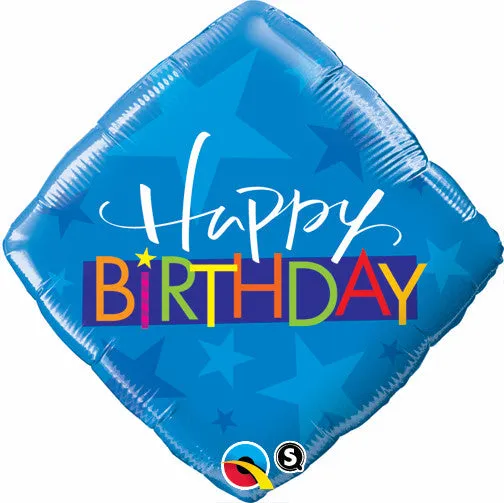 18" Diamante, Happy Birthday, Estrellas Azules