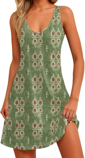 4Th of July Dress Women 2025 Summer Casual Loose Sleeveless Cotton Sundresses Tank Dresses with Pockets