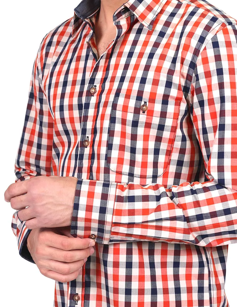 Camisas Hombre Slim Fit Manga Larga Cuadros 5 B25114