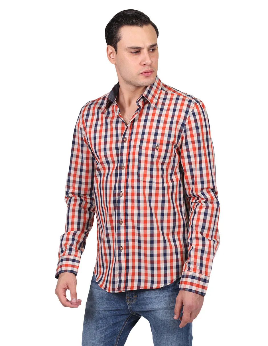 Camisas Hombre Slim Fit Manga Larga Cuadros 5 B25114