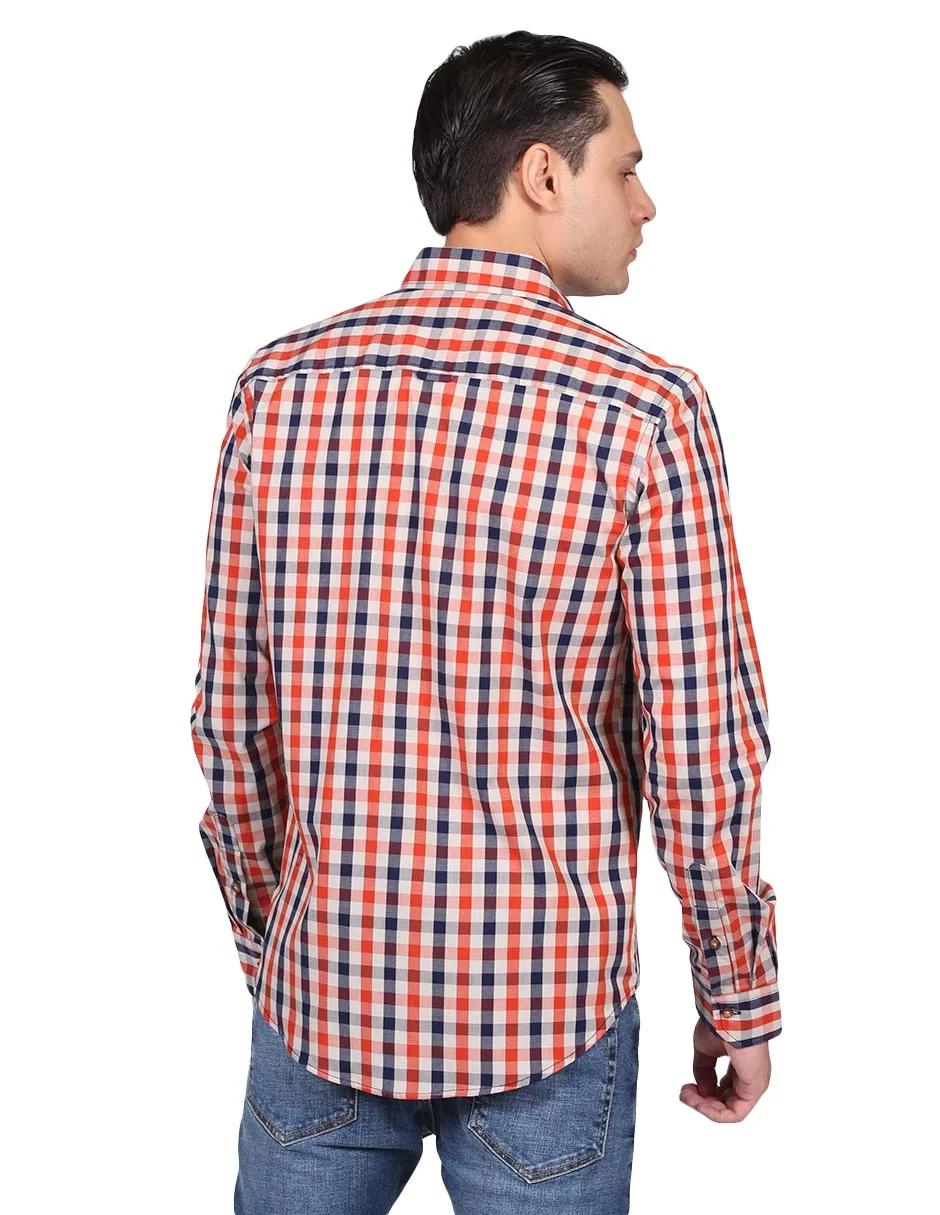 Camisas Hombre Slim Fit Manga Larga Cuadros 5 B25114