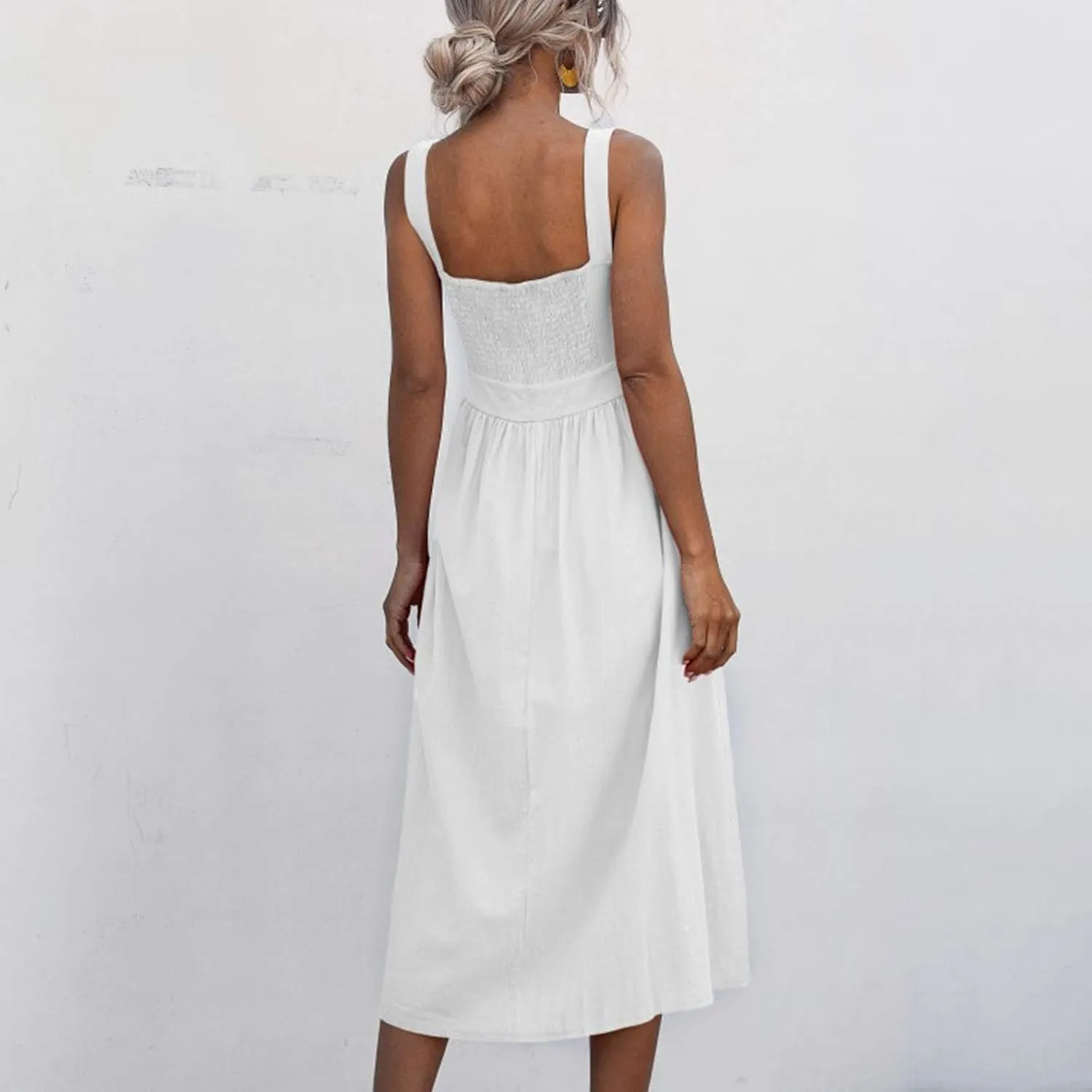 Church Dresses for Women 2025 Casual Tiered Beach Sundress Fit & Flare Flowy V Neck Sleeveless Swing Long Dress