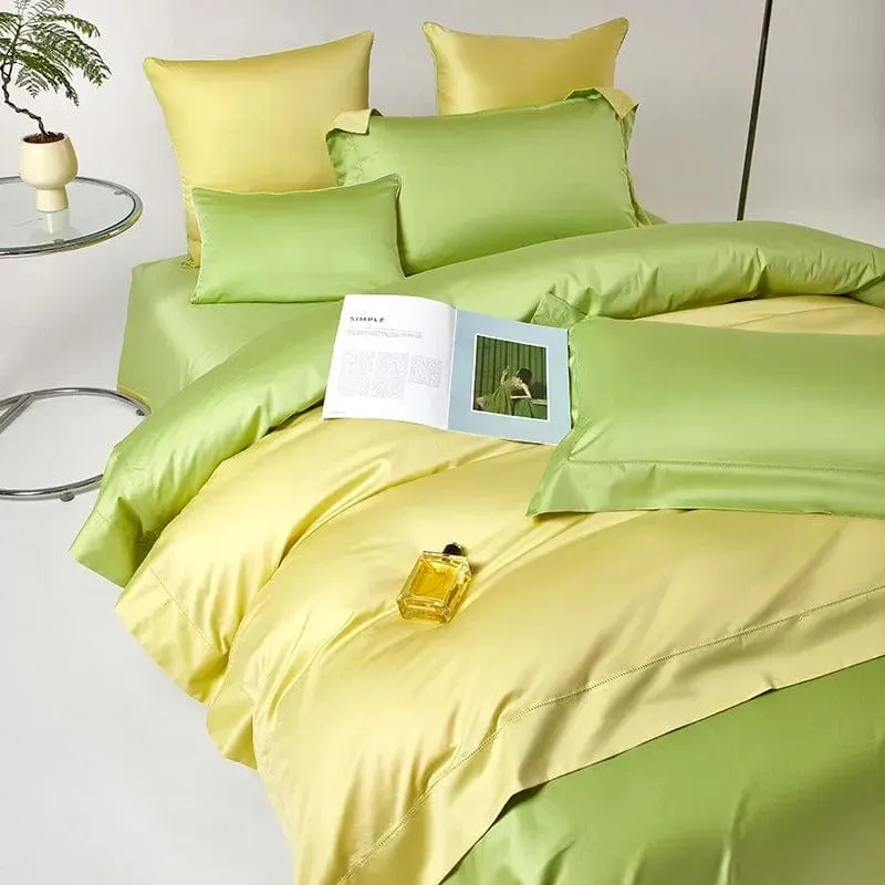Dream Yellow Green Duvet Cover Set (Long-Staple Sateen Cotton)