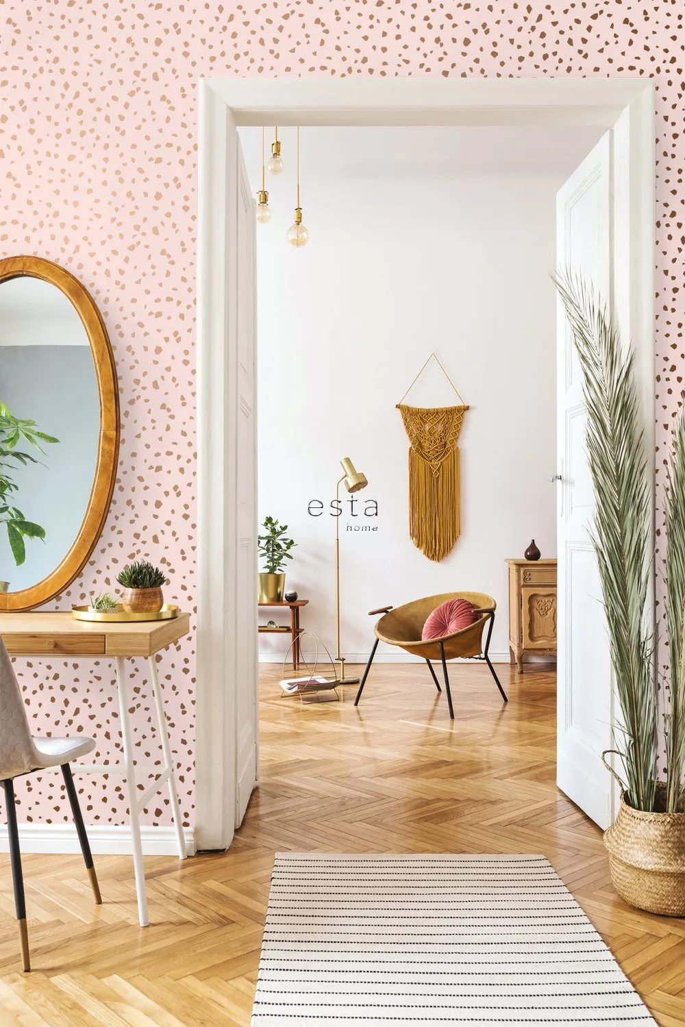 ESTAhome tapet terrazzo milt rosa och rosa guld