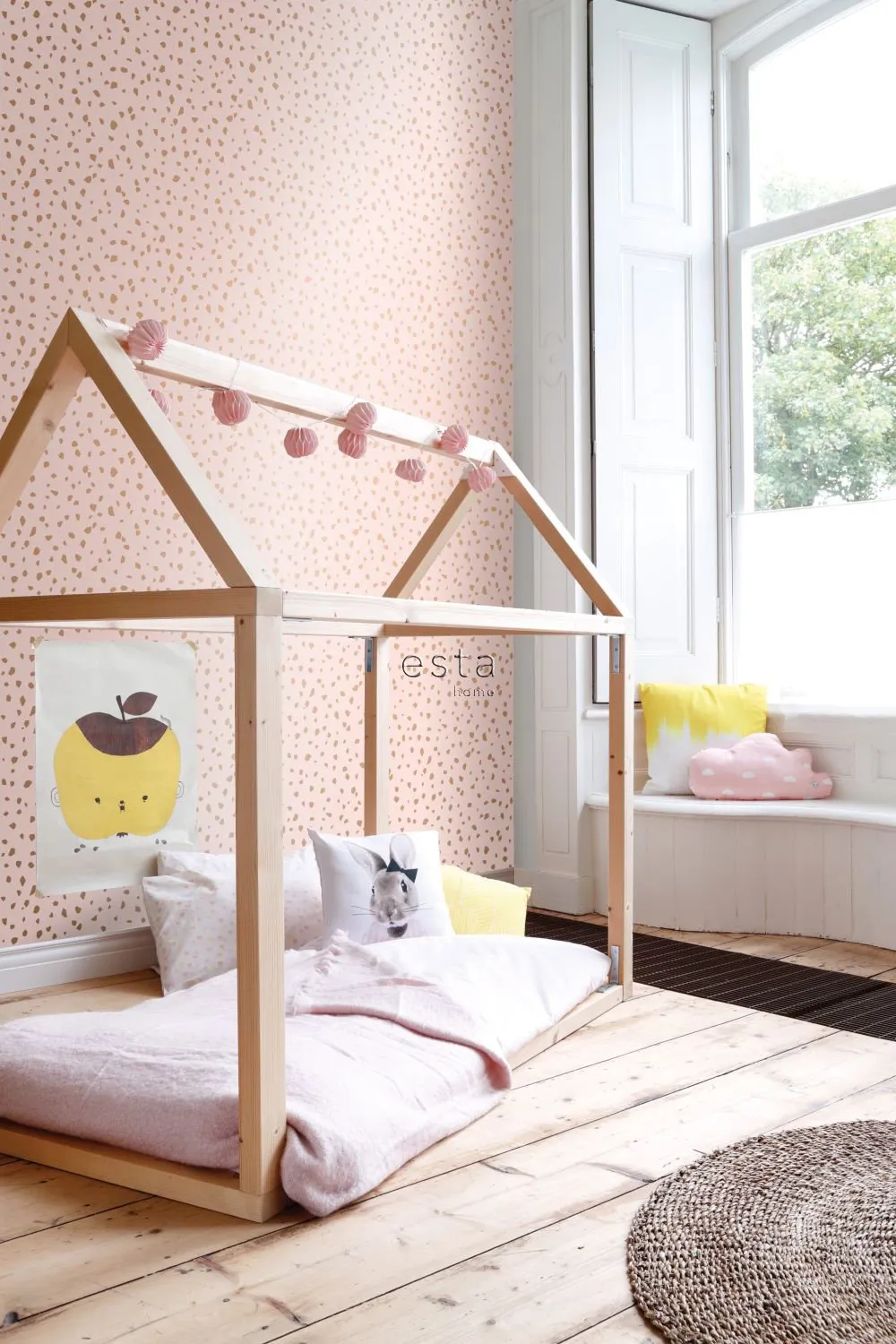 ESTAhome tapet terrazzo milt rosa och rosa guld