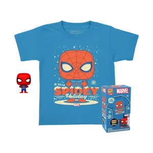 Funko Pop Keychain & Tee: Marvel Holiday - Playera Infantil Chica Con Llavero Spiderman