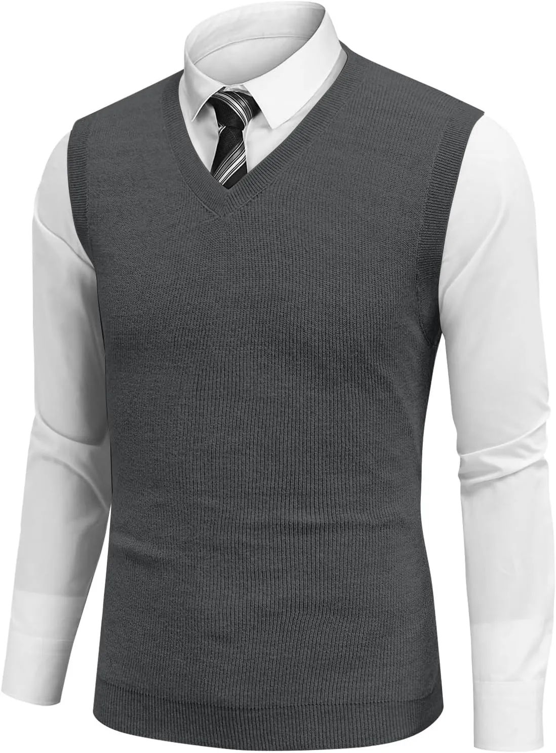 HXHYQKP Mens Sweater Vest Business Work V Neck Sleeveless Pullover Slim Fit Casual Knitwear Tops