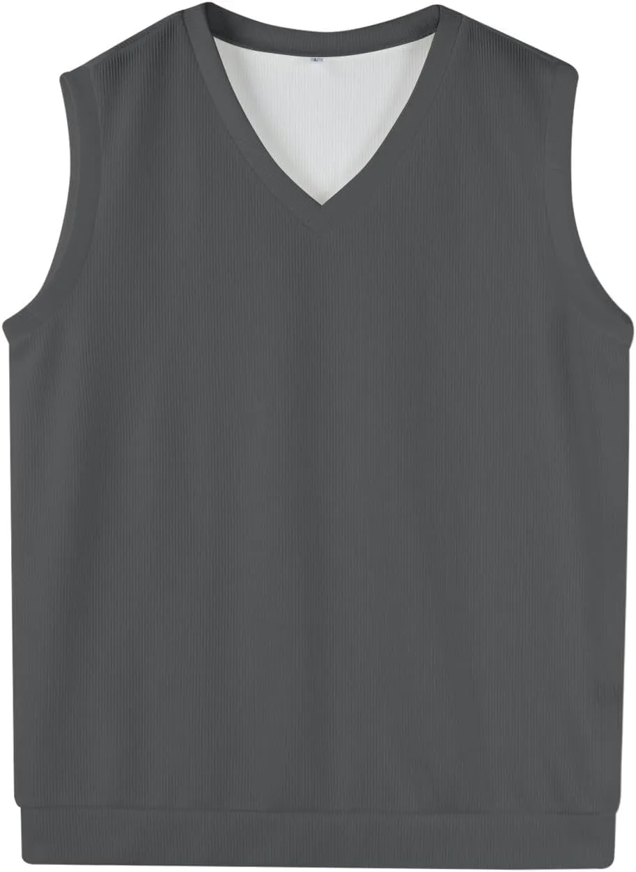 HXHYQKP Mens Sweater Vest Business Work V Neck Sleeveless Pullover Slim Fit Casual Knitwear Tops