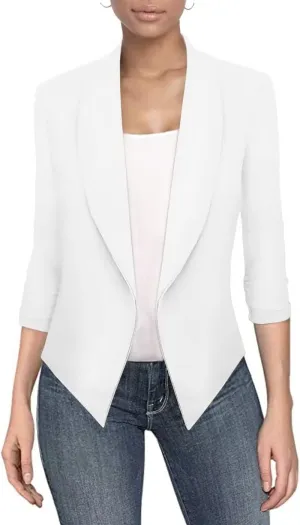 Hybrid & Company Versatile and Modern Women's Nylon Ponte De Roma Open Blazer Jacket