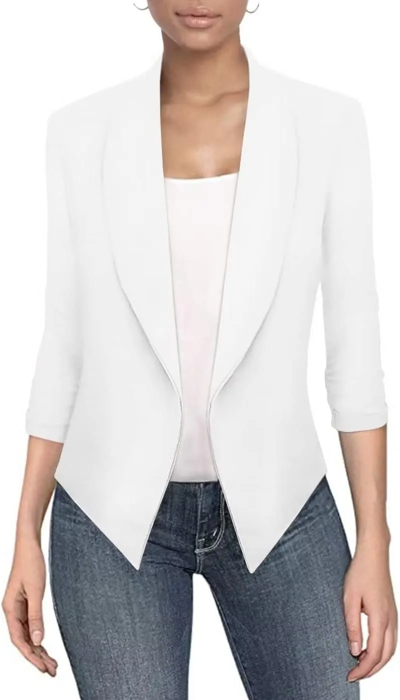 Hybrid & Company Versatile and Modern Women's Nylon Ponte De Roma Open Blazer Jacket