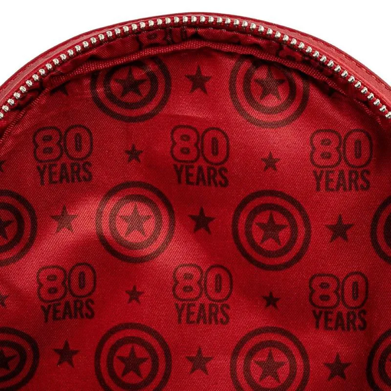 Loungefly X Marvel: Capitan America 80 Aniversario - Escudo y Flores Mini Mochila