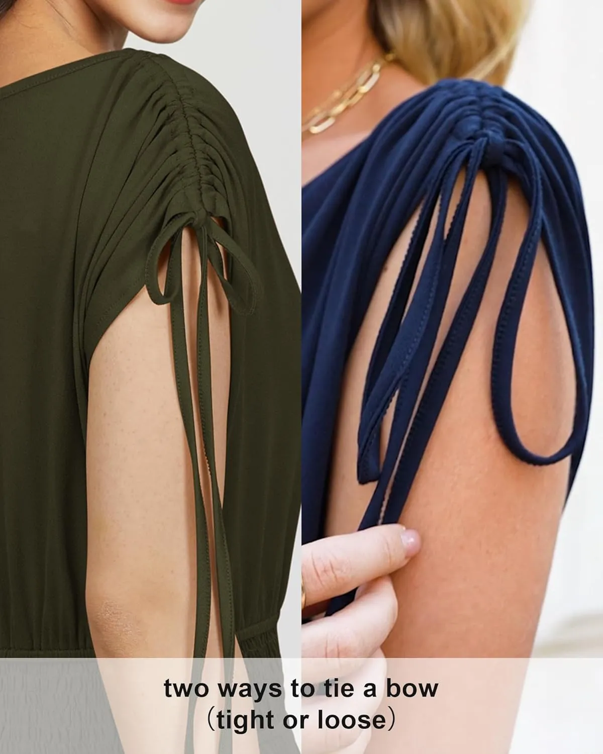 Newshows Womens 2025 Summer Drawstring Cap Sleeve Boat Neck Smocked Casual Vacation Outfits Vestidos Midi Dress