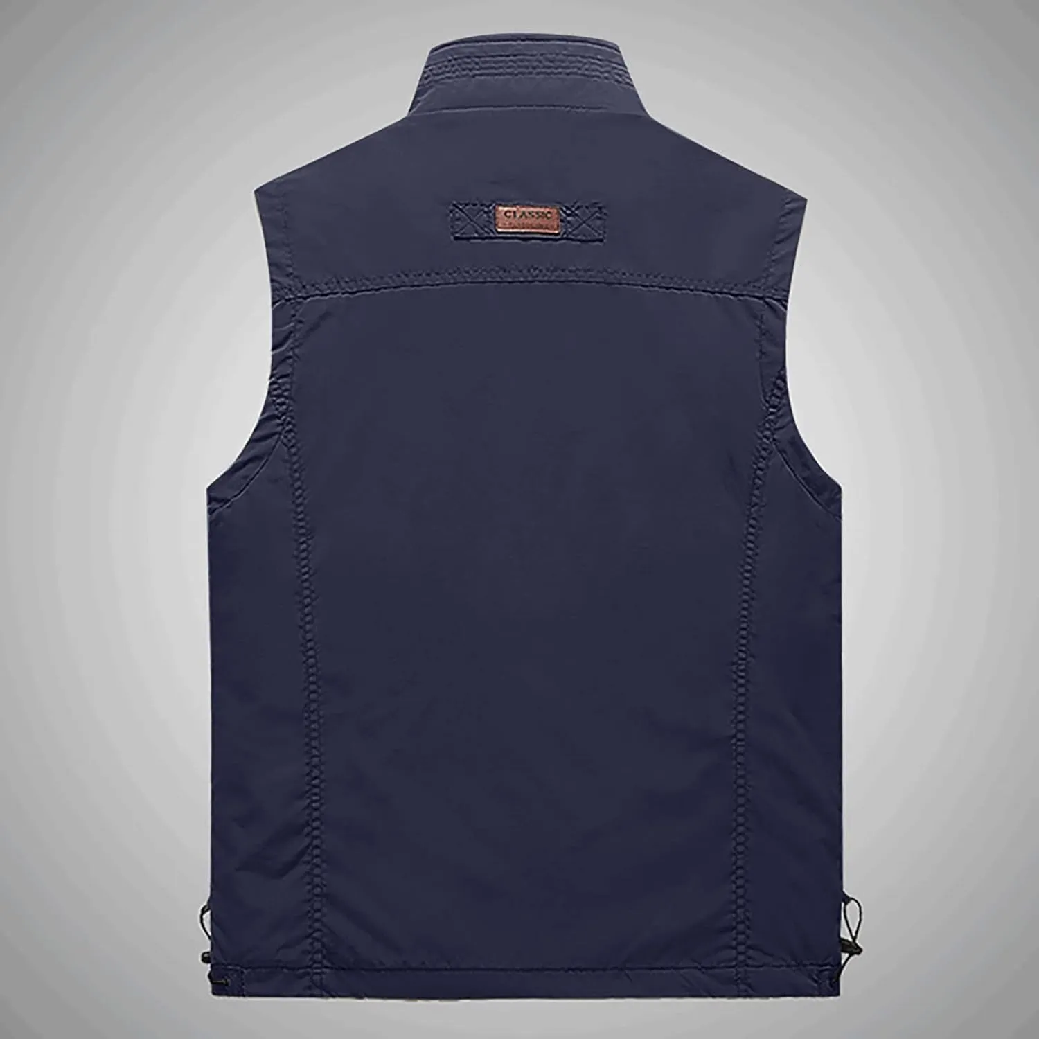 RTRDE Men's Outdoor Casual Full Zip Stand Collar Fishing Work Safari Travel Vest Sleeveless Jacket Hiking Coat, XL-4XL