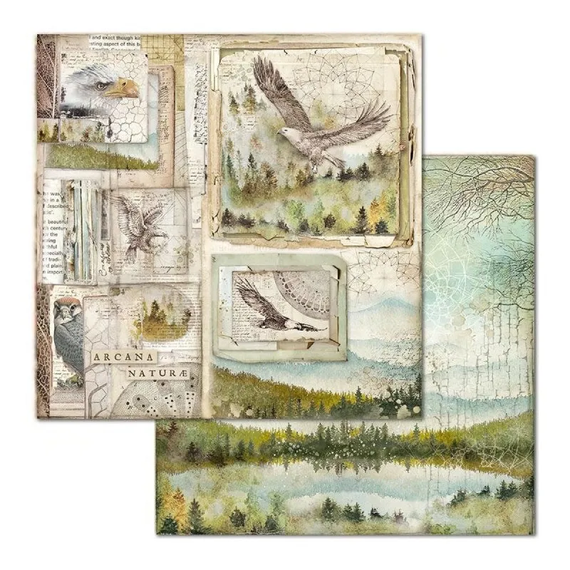 Set Papeles Scrap Forest 8x8 10 Hojas Stamperia
