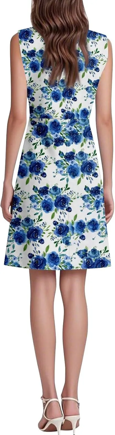 Summer Dresses for Women Casual Flowy Elegant Wedding Dress Ruffle Sleeveless Floral Dresses Sexy Midi Chiffon Dress