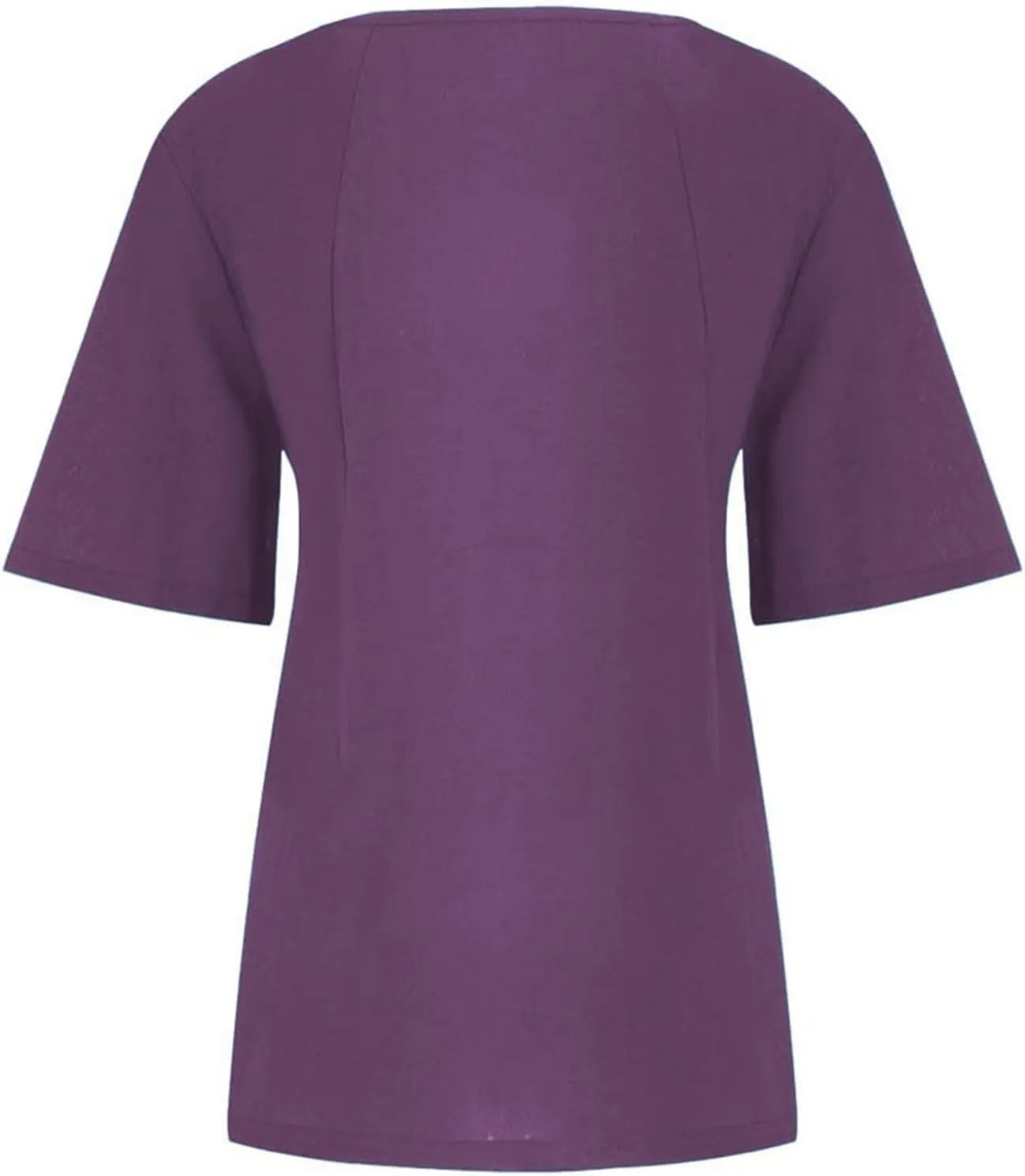 Summer Linen Shirt Women's - Floral Stitch Detail & Button Closure, Relaxed Fit Casual Tee, Moisture-Wicking
