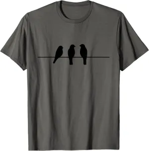 Three Birds on a Wire Minimalist Silhouette Gift Idea T-Shirt