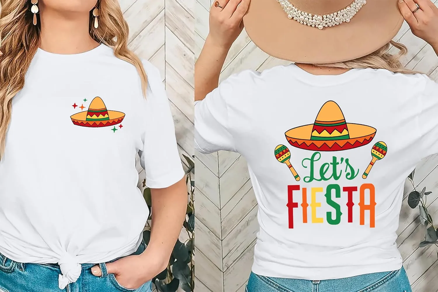 VVNTY Cinco De Mayo T Shirt for Women: Let's Fiesta Shirts Funny Mexican Party Tee Sombrero 5 De Mayo Graphic Tops