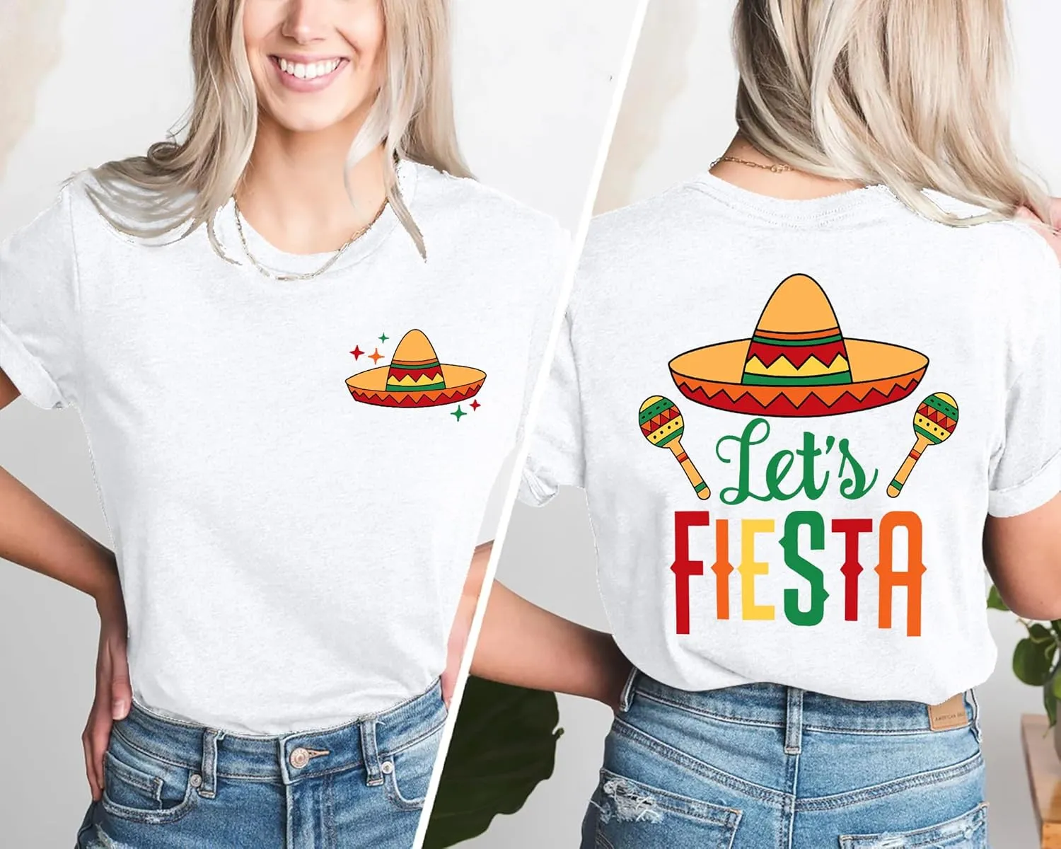 VVNTY Cinco De Mayo T Shirt for Women: Let's Fiesta Shirts Funny Mexican Party Tee Sombrero 5 De Mayo Graphic Tops