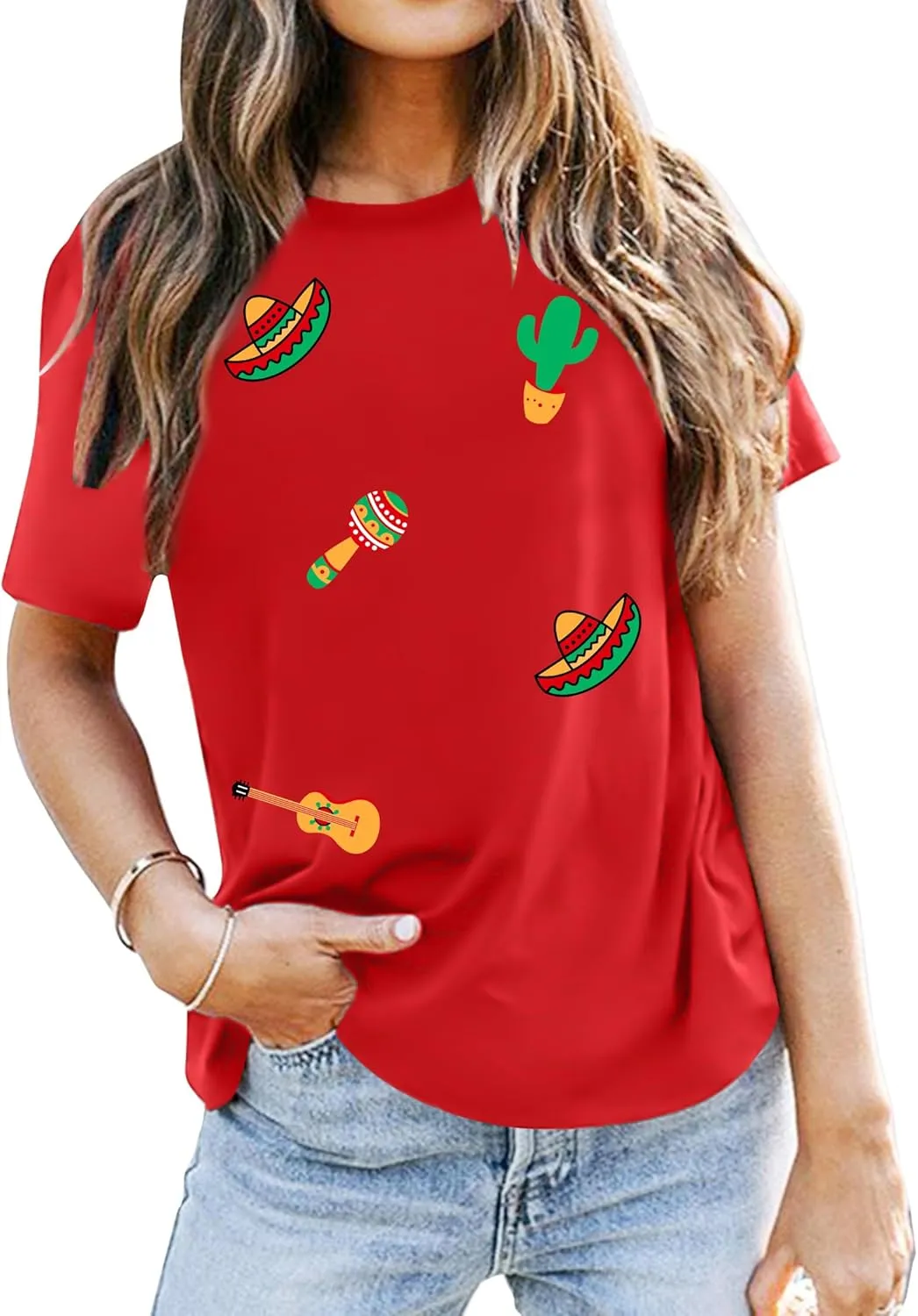 VVNTY Cinco De Mayo T Shirt for Women: Let's Fiesta Shirts Funny Mexican Party Tee Sombrero 5 De Mayo Graphic Tops