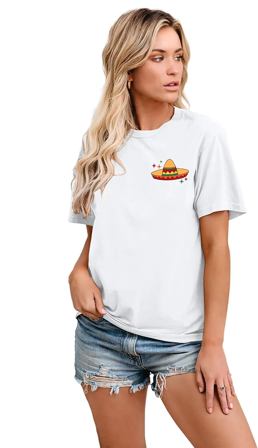 VVNTY Cinco De Mayo T Shirt for Women: Let's Fiesta Shirts Funny Mexican Party Tee Sombrero 5 De Mayo Graphic Tops