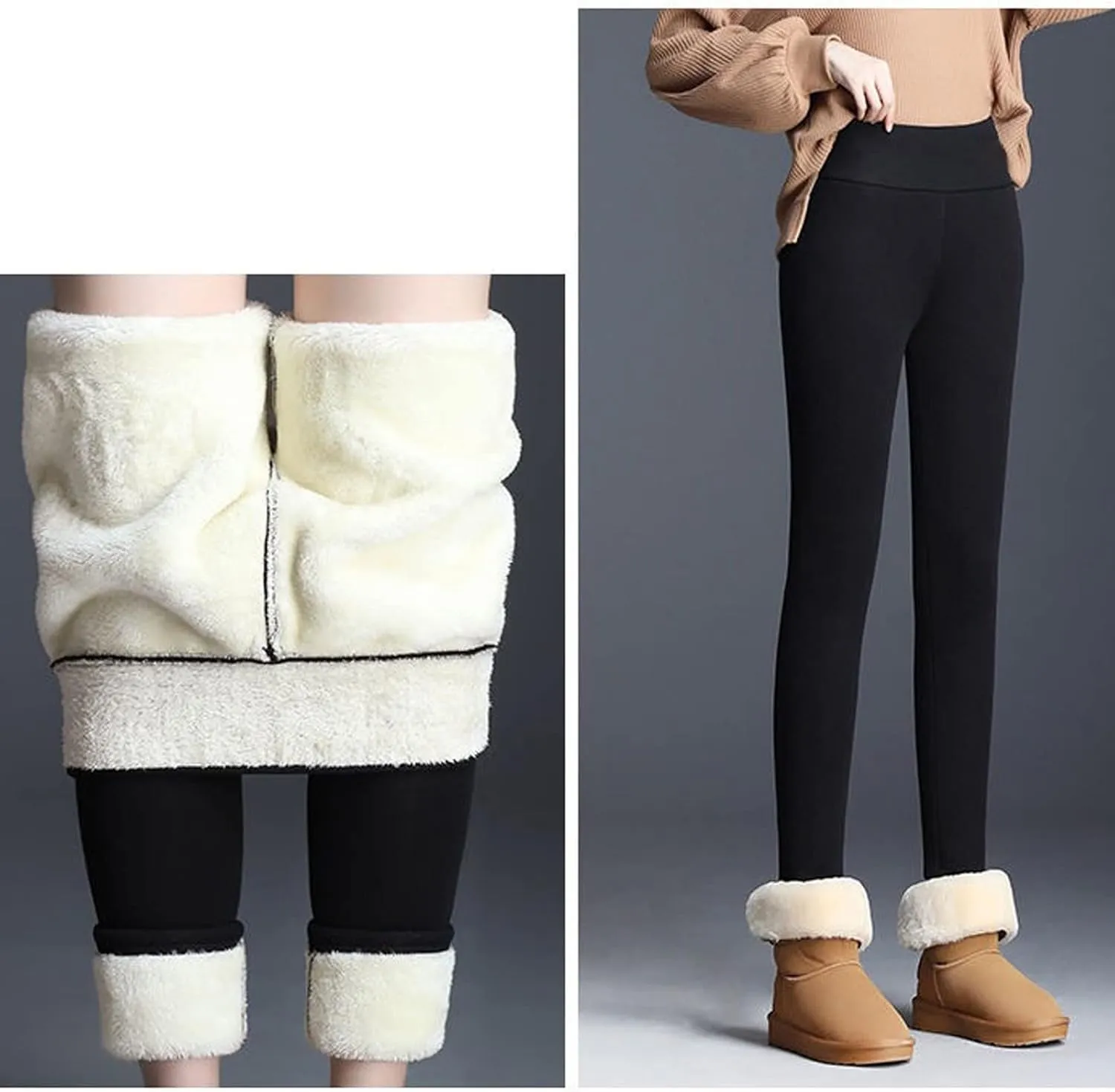 ZEFOTIM Fleece Lined Leggings Women Thermal Workout 2024 Tights Plus Size Soild High Waist Casual Pants