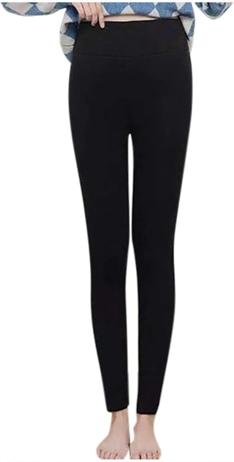 ZEFOTIM Fleece Lined Leggings Women Thermal Workout 2024 Tights Plus Size Soild High Waist Casual Pants